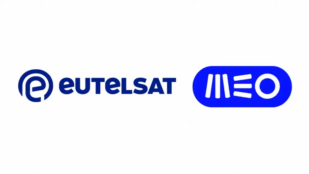 Eutelsat logo: blue circular emblem at left and bold blue wordmark on white background.
